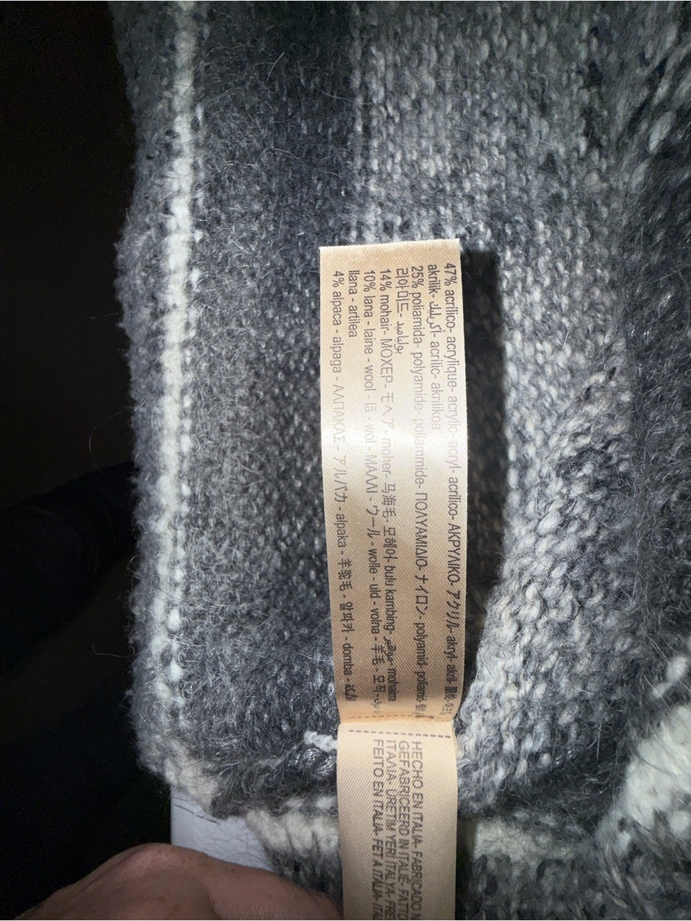 Massimo Dutti Striped Wool Blend Knit Sweater Gray Ivory  Small Made in Italy - Picture 6 of 8